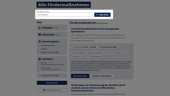 Ein Bild des User-Interfaces mit einer markierten Suche
